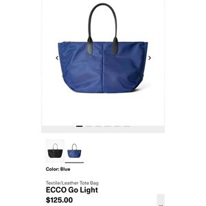 NWT ECCO Go Light Textile/Leather Tote Bag Blue